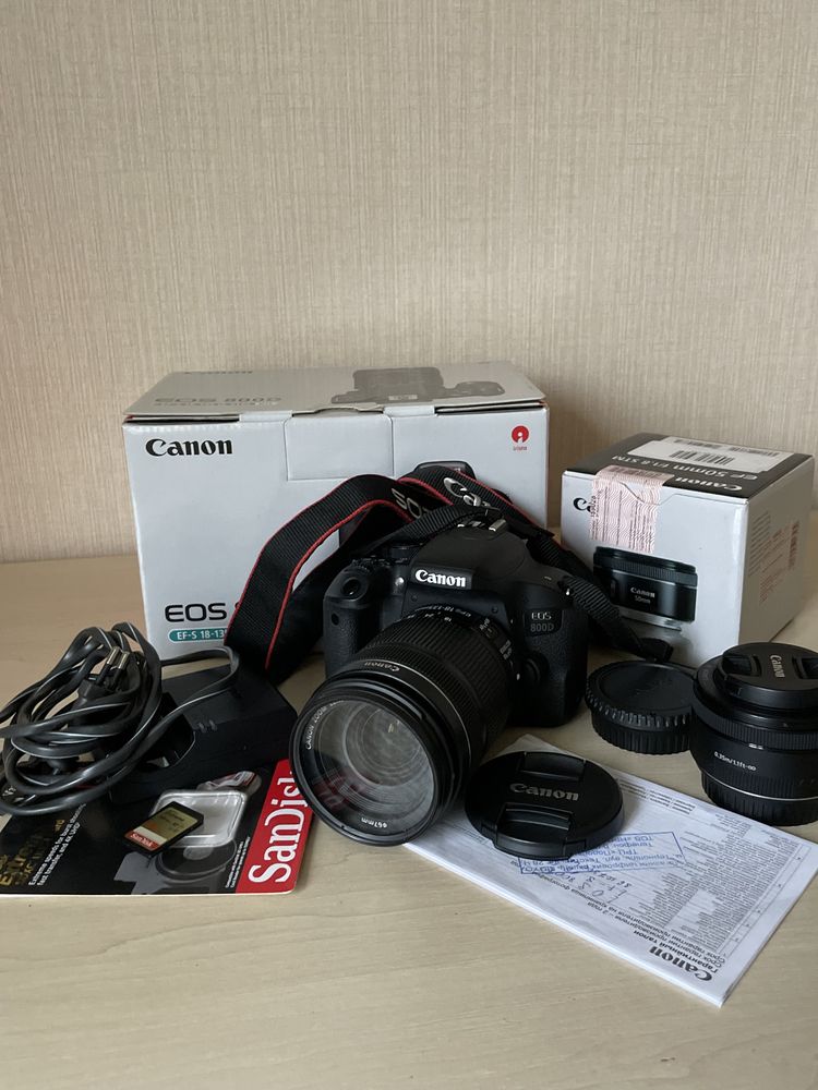 CANON 800D + 18-135mm + 55mm 1.8f + SD 64GB + ORIGINAL BOX