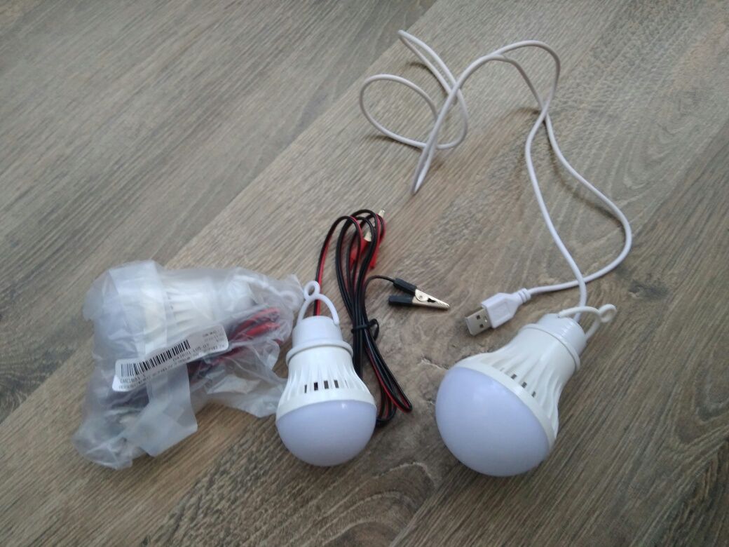 Светодиодная лампа 12 Вольт 3Вт та 5 Вт с «крокодилами»