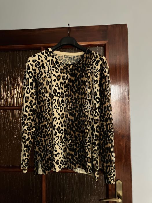 Bluzka L sweterek na chłodniejsze dni panterka z wełną