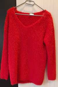 Sweter L beloved włochaty damski kobiecy czerwony