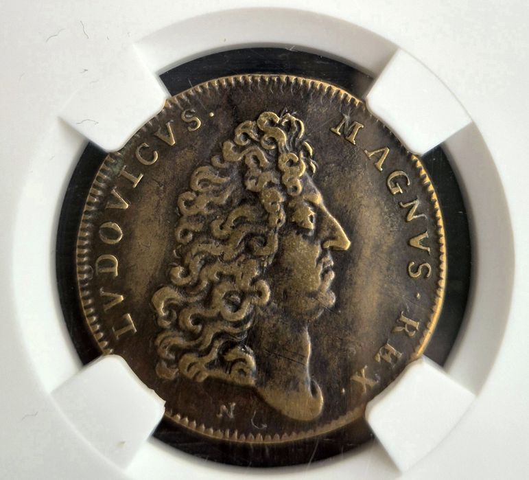 Ludwik XIV i Jan Kazimierz Waza - medal/żeton Hospitium Regibus 1669