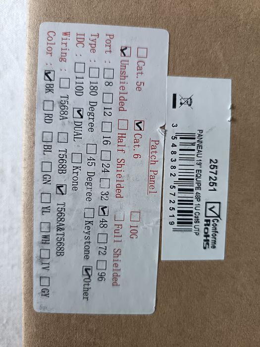 "Patch Panel" 48 Portas IDC-Dual T568A&T568B.