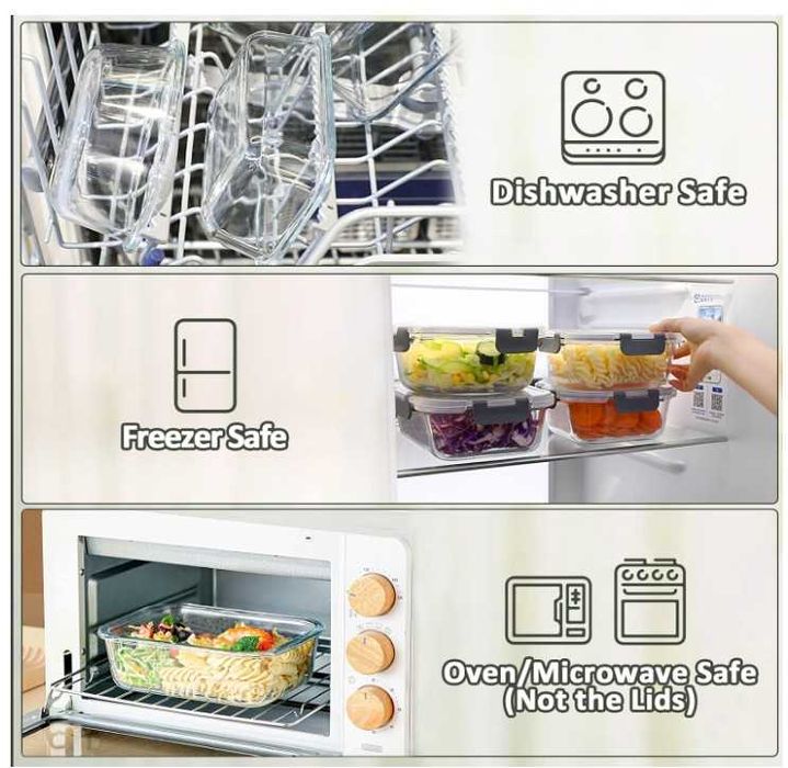 Zestaw 8 szklanych pojemników do przechowywania żywności 860ml