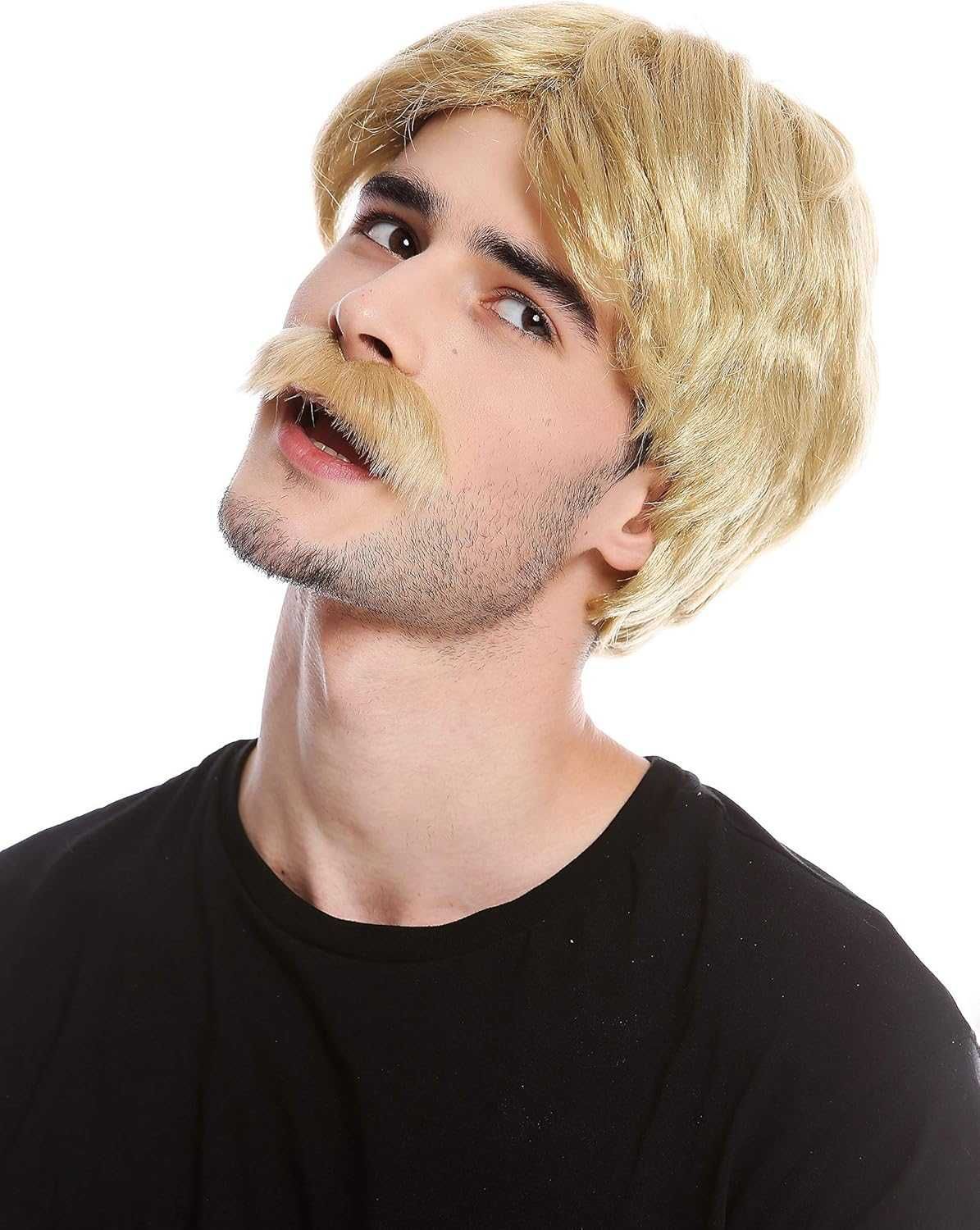 Peruka z wąsami-blond