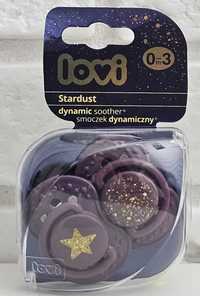 LOVI 
Smoczek silikonowy dynamiczny 0-3m Stardust FIOLET, 2 szt.