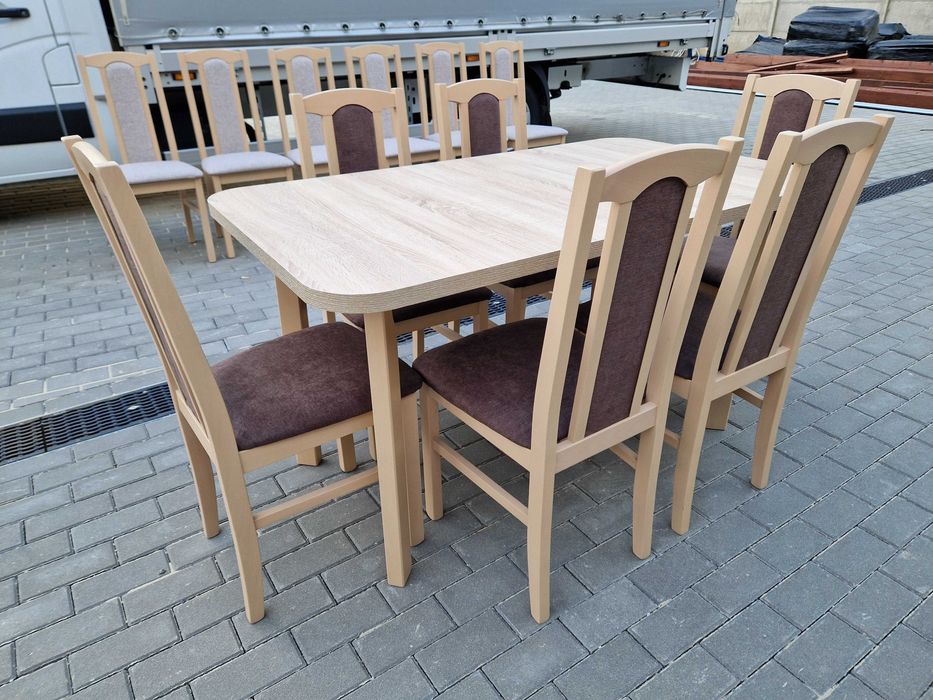 Nowe: Stół rozkładany + 6 krzeseł, SONOMA + BRĄZ , od ręki , dostawaPL