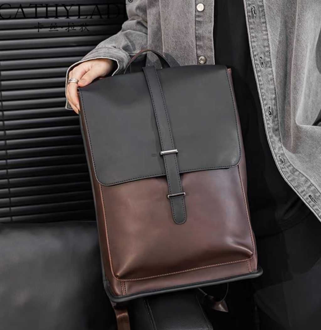 Мужской кожаный рюкзак чоловічий шкіряний ранец сумка для ноутбука 2в1