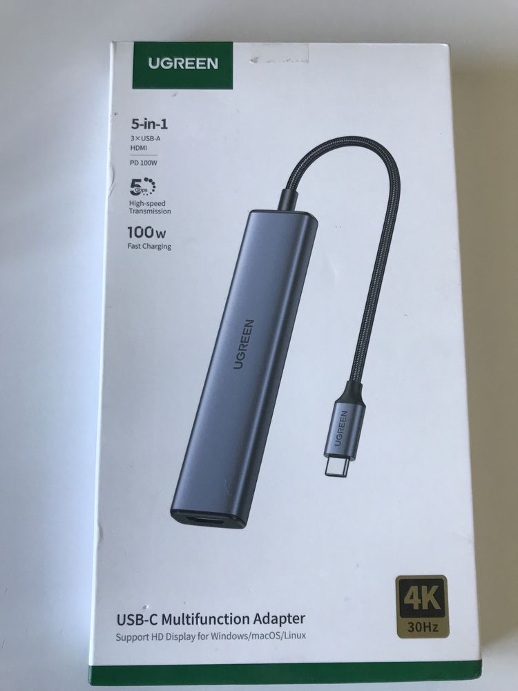 USB-хаб UGREEN 5-в-1 USB-C TO 4k HDMI 100W CM478 (15495)