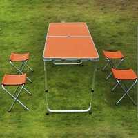 Раскладной стол для пикника с 4 стульями оранжевый, есть опт