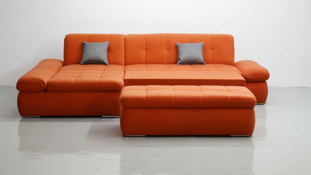 TKC Narożnik z funkcją spania PUFA pomarańczowy rozkładana rogówka sof