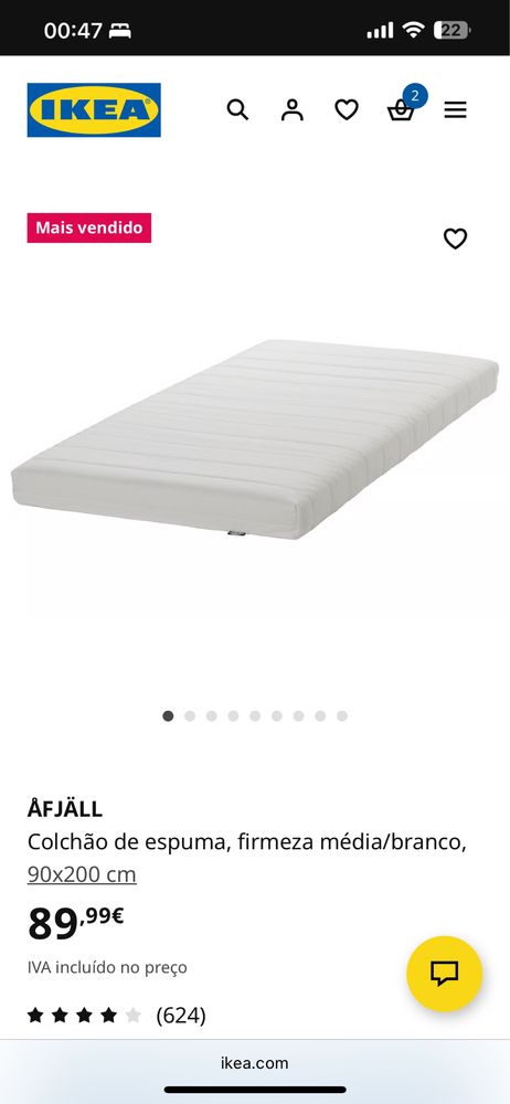 Cama IKEA KURA com colchão 90x200