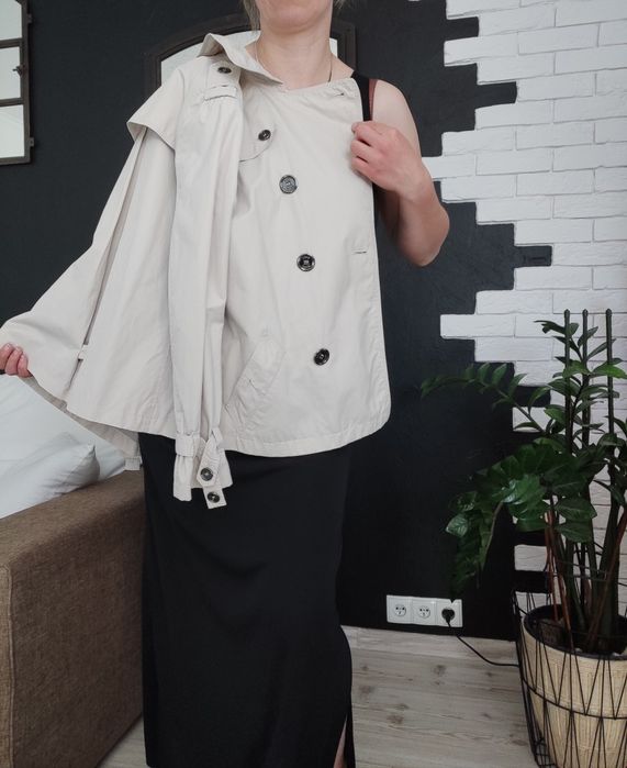 Zara beżowy mini płaszczyk lekka kurtka r.S