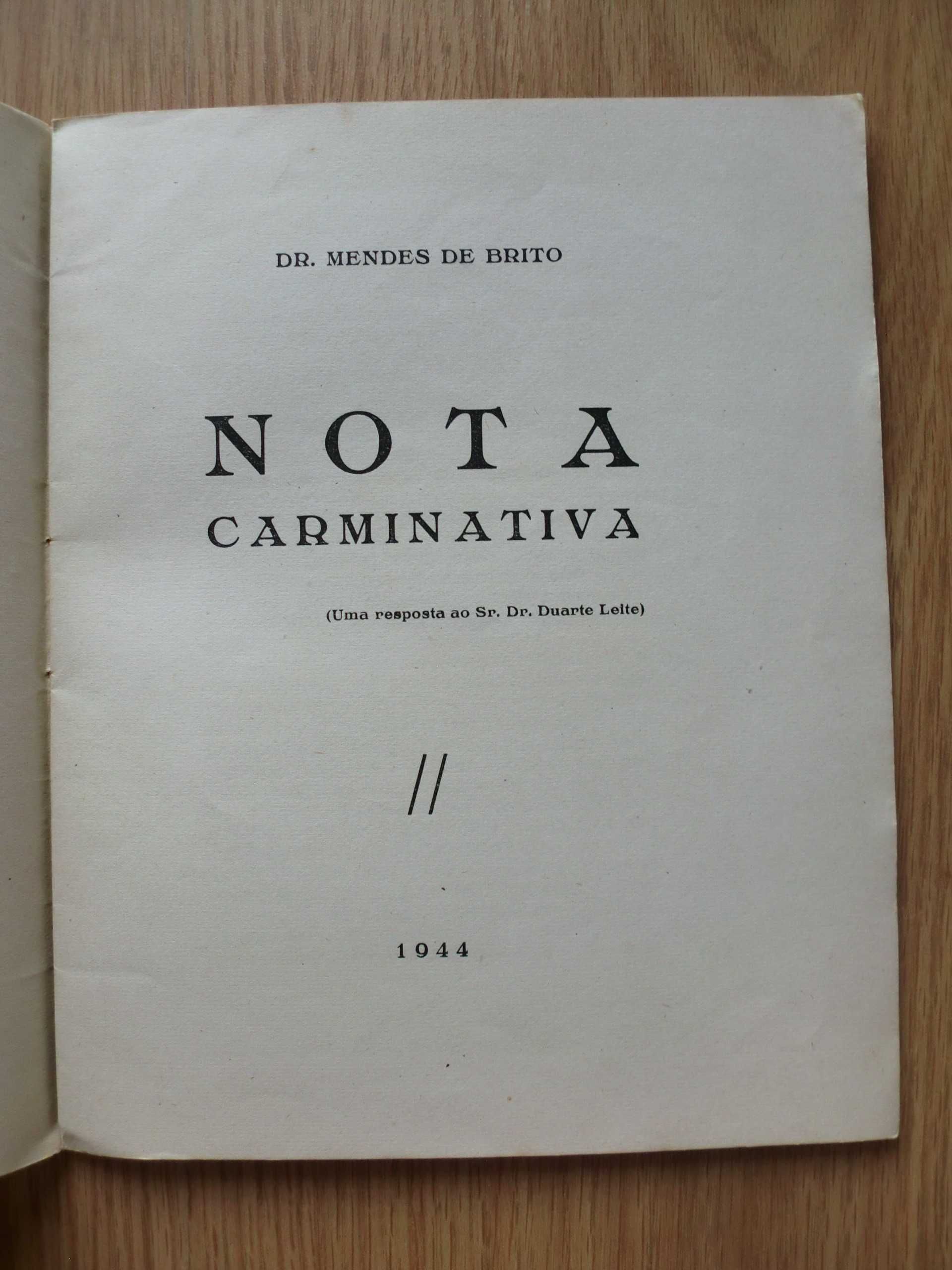 Nota Carminativa do Dr. Mendes de Brito