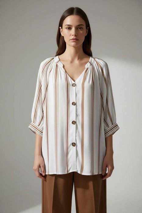 Рубашка натуральная вискоза в полоску Next, 3XL/4XL