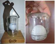 Bola de golfe dentro frasco