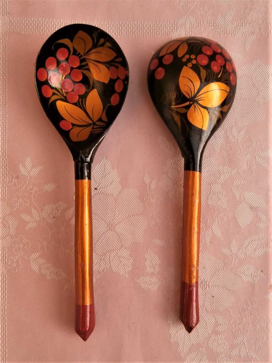 Łyżki drewniane rosyjskie ręcznie malowane