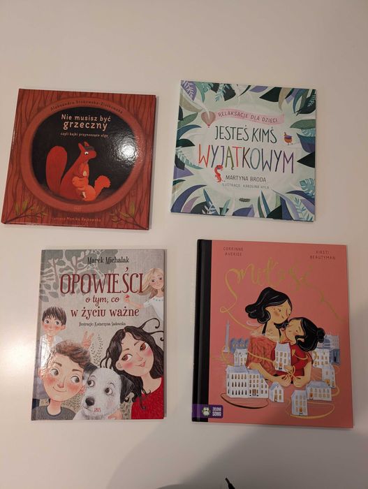 Książki dla dzieci o emocjach i relaksacji – 4 szt., jak nowe