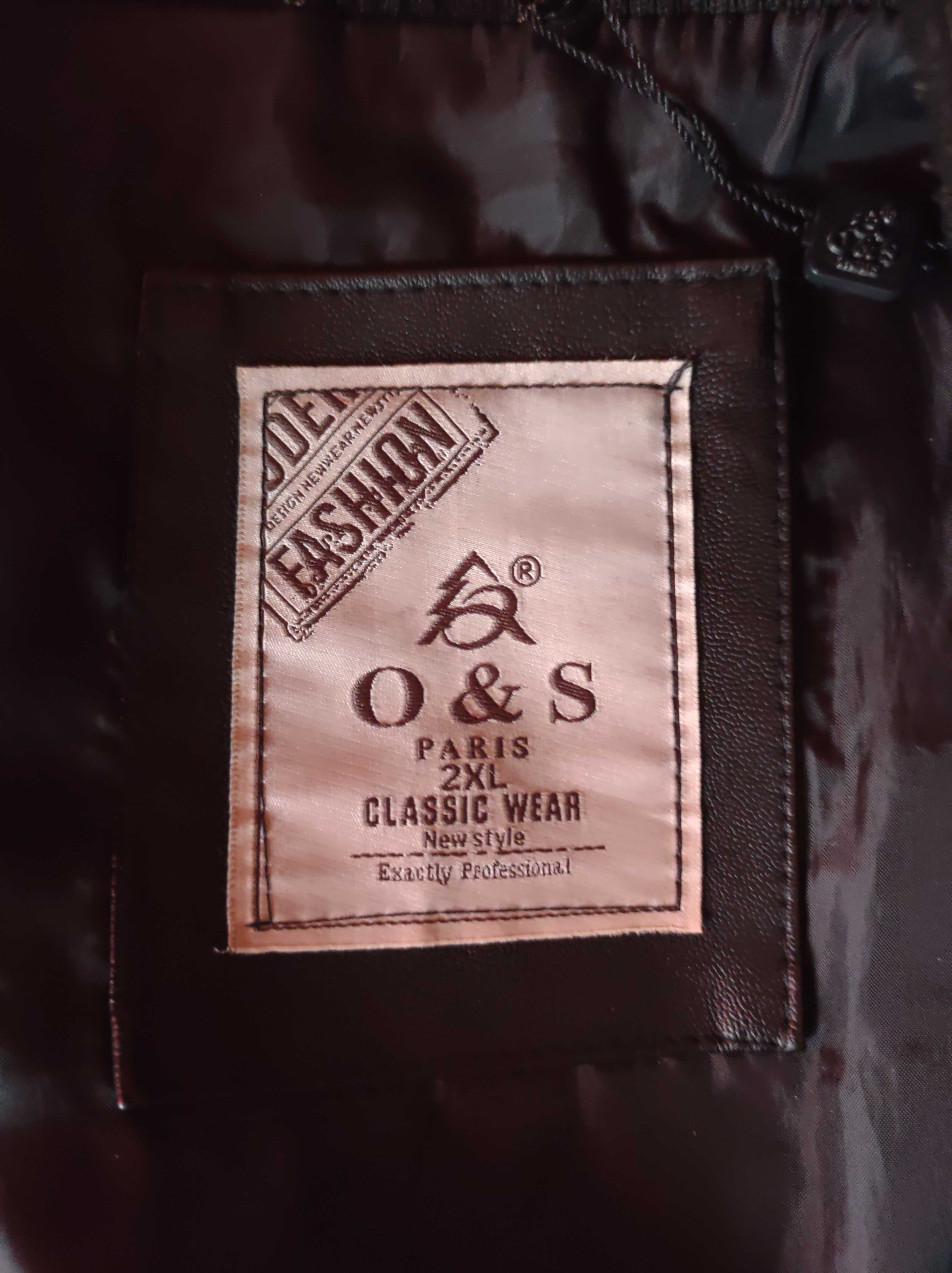 Czarna skórzana kurtka 2XL marki O&S Paris