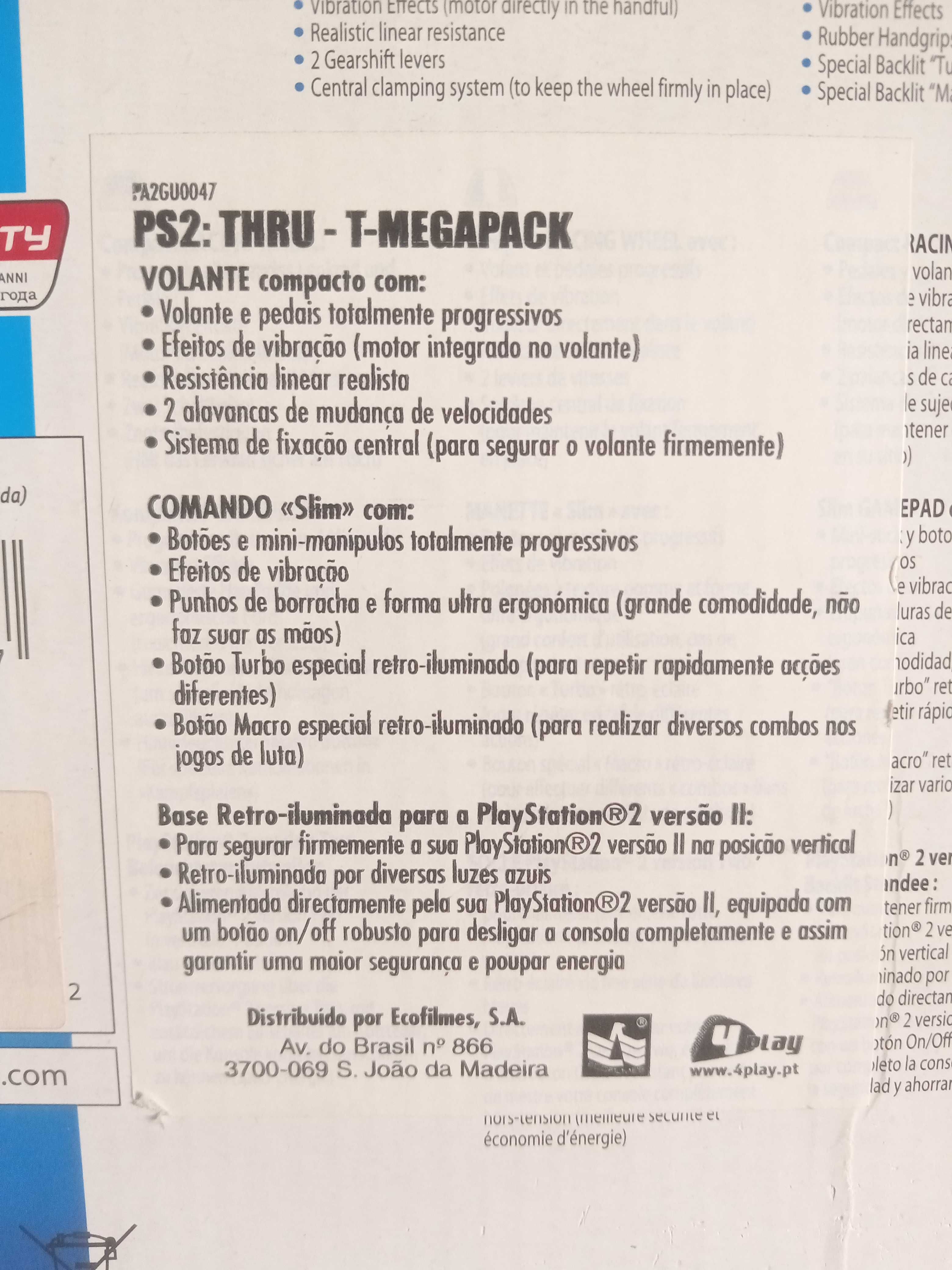 Volante, Pedais e Comando Thrustmaster Ps2 T- Megapack NOVO