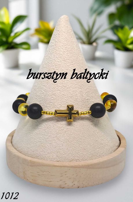 Bransoletka różaniec, dziesiątka różańca, BURSZTYN bałtycki #1012