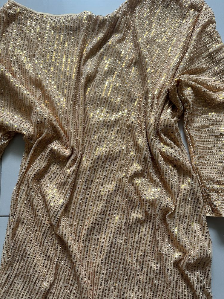 Sukienka cekiny asymetryczna złota rozmiar XL nowa