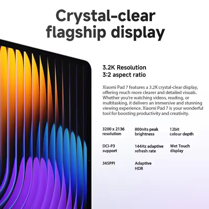 Xiaomi Pad 7 8+256GB 11.2" 144Гц Snap 7plus gen3 45Вт WiFi планшет