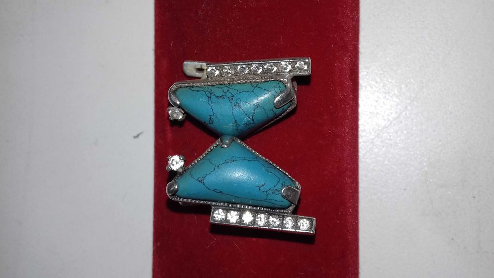Серьги бирюза натуральная серебро 925 проба с бирюзой и фианитами 925