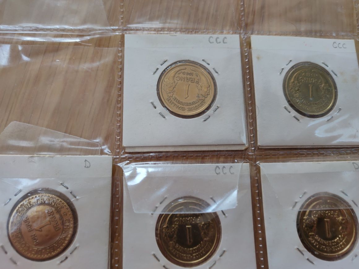 5 moedas 1 franco 1939,1941,1932,1940,1922