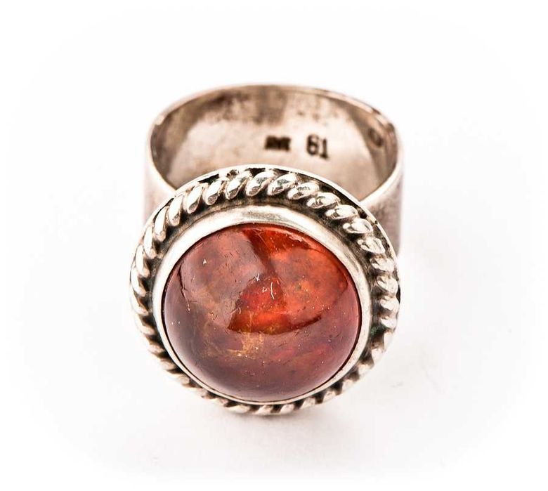 Poznański Srebrny Pierścionek - Bursztyn - 9,96g - RYTOSZTUKA - Kraków