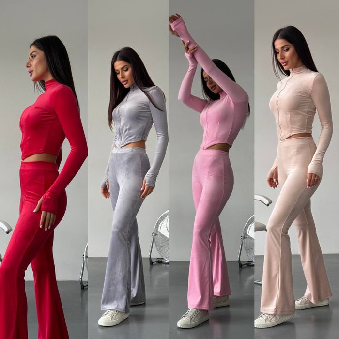 Стильный костюм женский со штанами клеш /костюм жіночий штани кльош