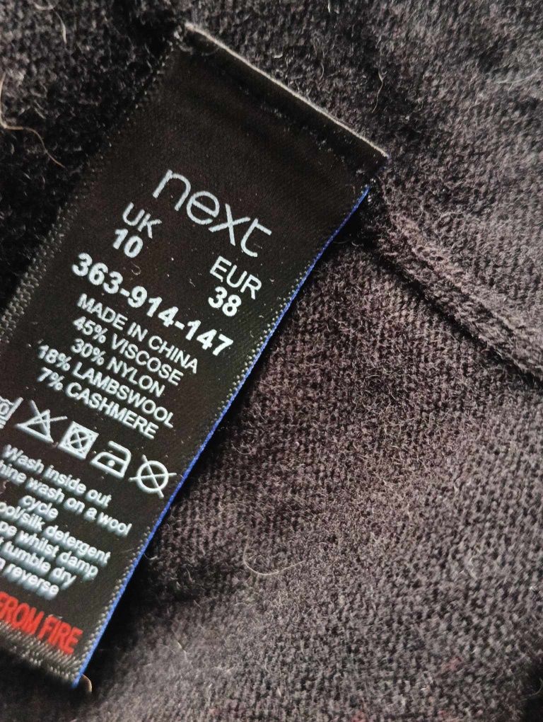 Sweter długi, golf szary czarny z wiskozy i wełny, wełna i kaszmir 38