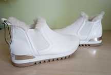 Botki/sneakersy damskie, zimowe, ocieplane, białe - rozm. 37 - NOWE!