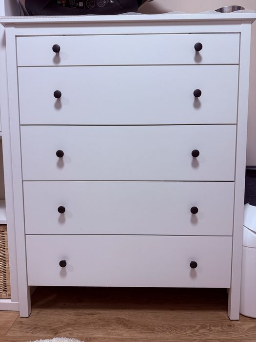 KOPPANG Komoda, 5 szuflad, biały, 90x114 cm