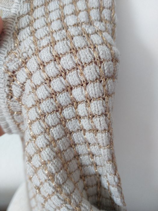 Włoska Mini obcisła sukienka dziergane ze złoceniem M