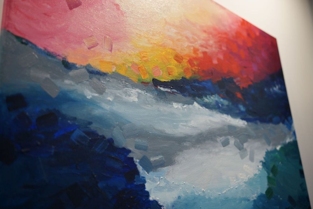 Obraz akrylowy "Spienione morze" 50x70 malowany ręcznie na płótnie
