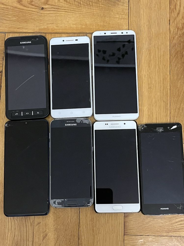 Zestaw 7 telefonow samsung,huawei,lenovo cześci