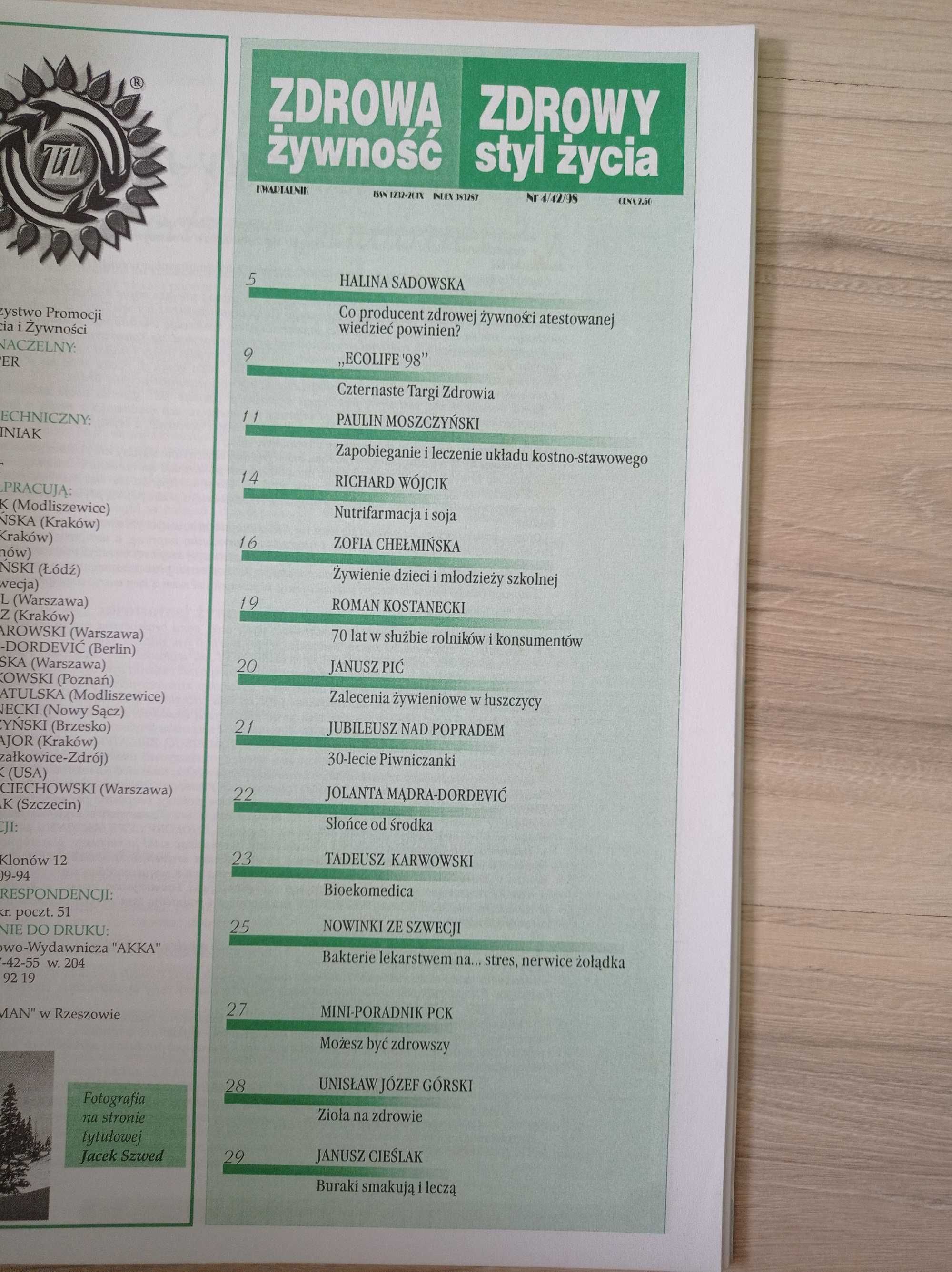 Zdrowa żywność Zdrowy styl życia, 1998, komplet nr 1, 2, 3, 4