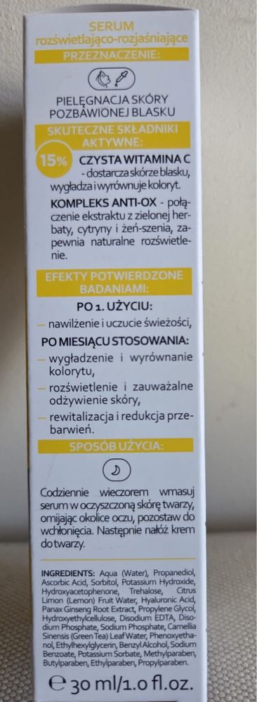Bielenda 30 ml skin academy solution serum rozświetlające nowe wit C