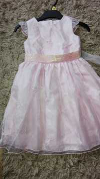 Piekna sukienka rozowa Ladybird motylki haft cekiny 92 98 wesele