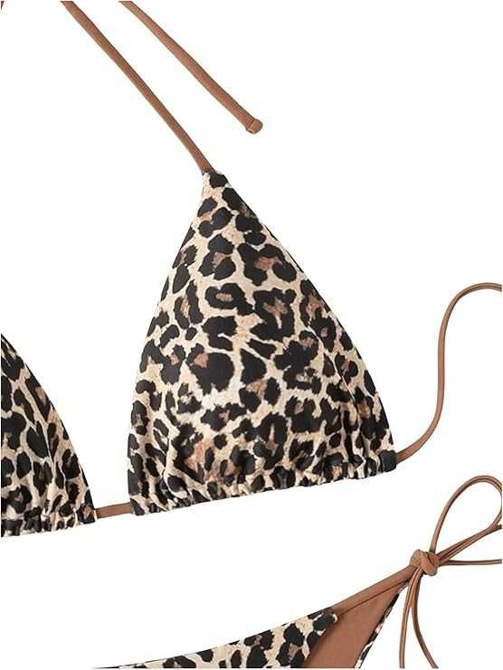 Bikini damskie panterka halter sznurowane plecy stringi lato rozmiar S