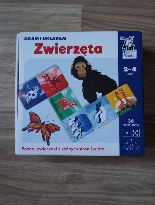 Kapitan nauka Gram i układam Zwierzęta 2-4 domino i puzzle 2 el.