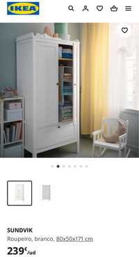 Roupeiro IKEA SUNDVIK, branco, 80x50x171 cm