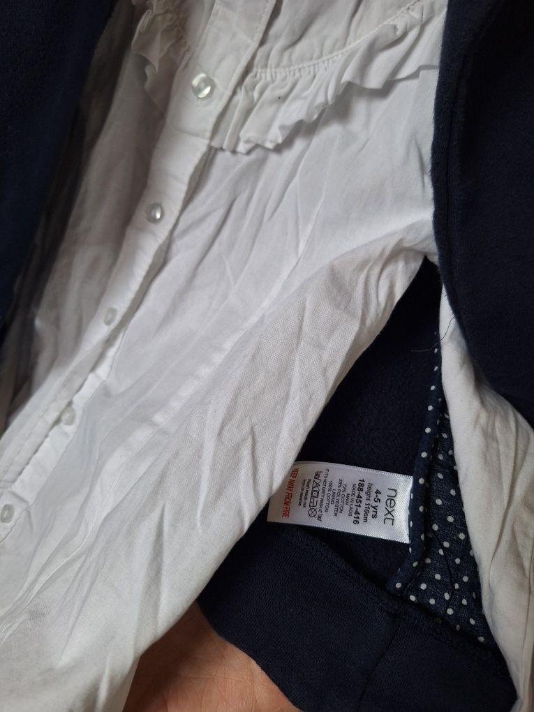 Zestaw marynarka Next 110cm sweterek Mexx + koszule białe H&M itd