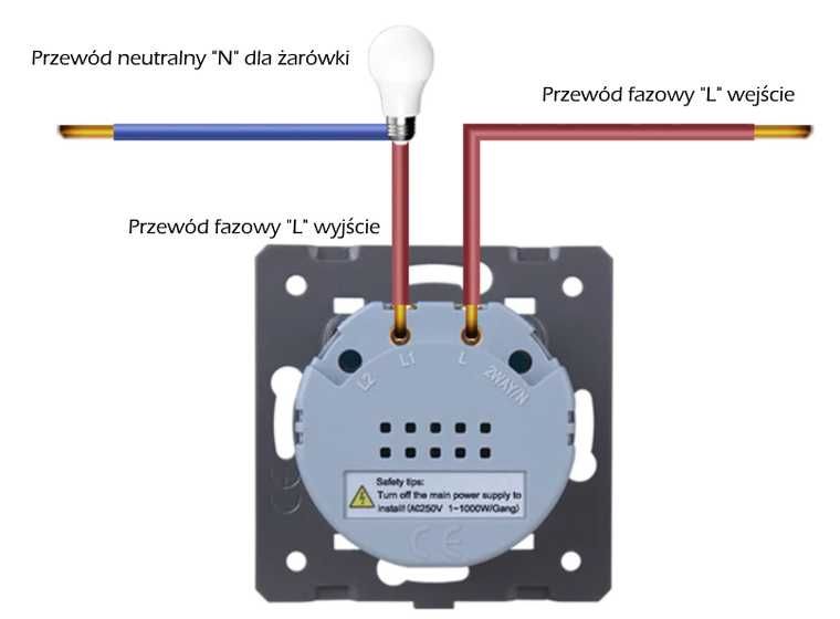 Włącznik dotykowy pojedynczy aluminiowy srebrny WELAIK®