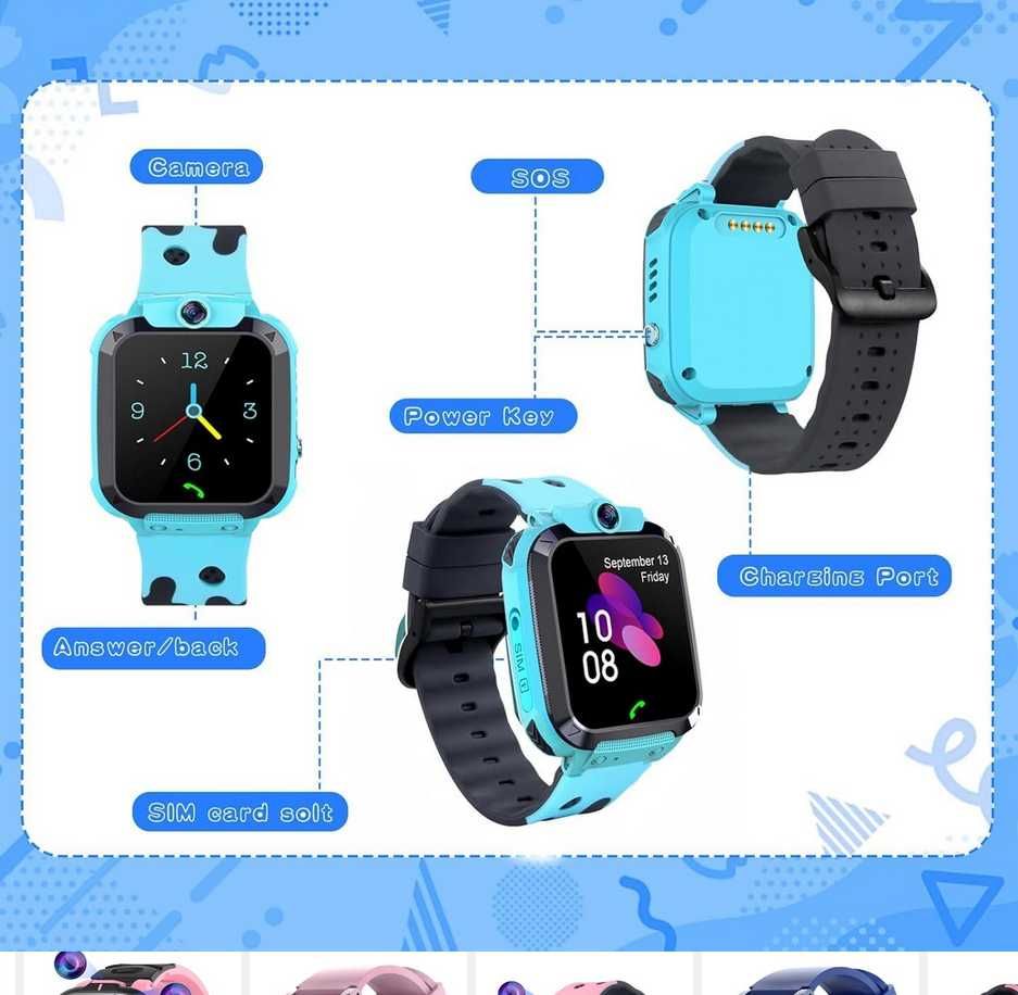 Smartwatch Zegarek dla dzieci Vannico GPS Telefon SIM niebieski