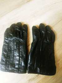 Czarne skórzane rękawiczki męskie M Wittchen