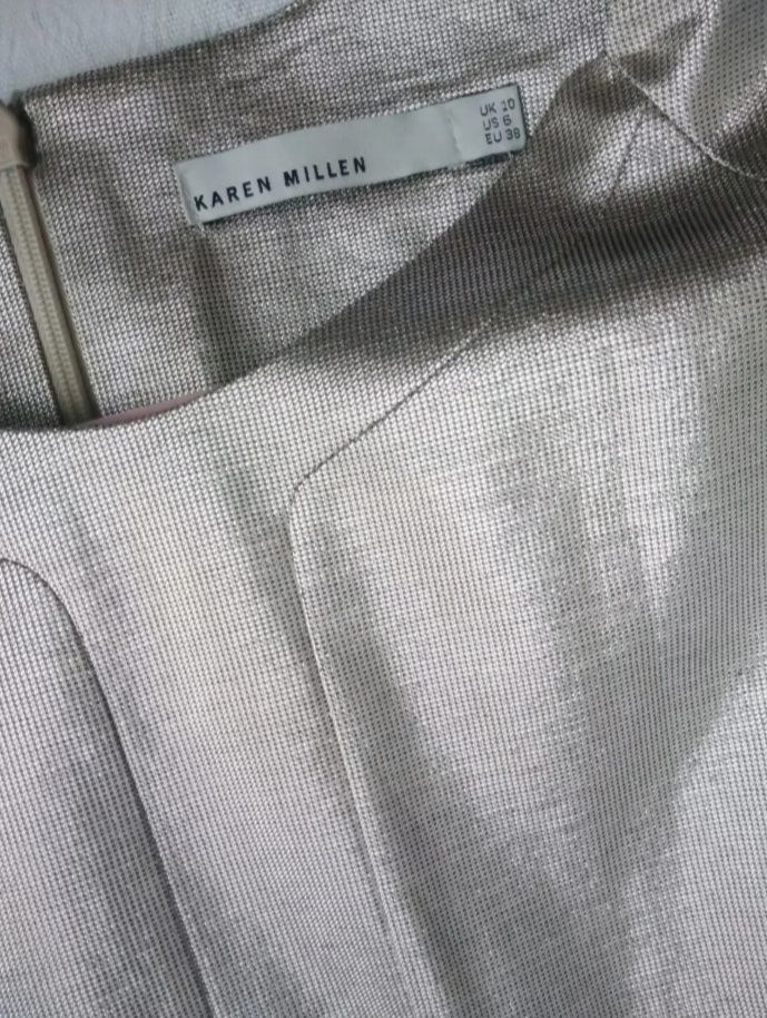 Lux Karen Millen XS S złota lekko błyszcząca krótka mini sukienka 36