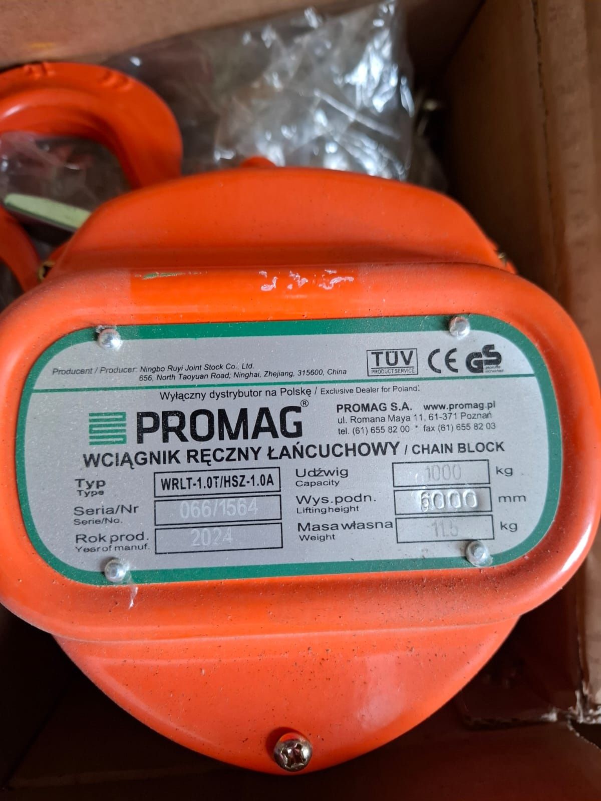 PROMAG wciągnik łańcuchowy 1T