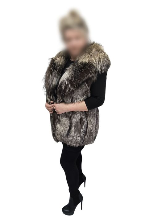 Colete pele raposa prateada