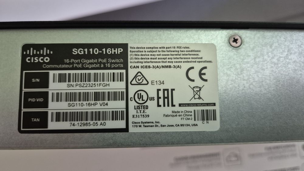 Коммутатор CISCO SG110-16HP